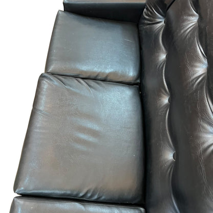 Mid-Century Black Vinyl Lounge – Retro 3-Seater Sofa