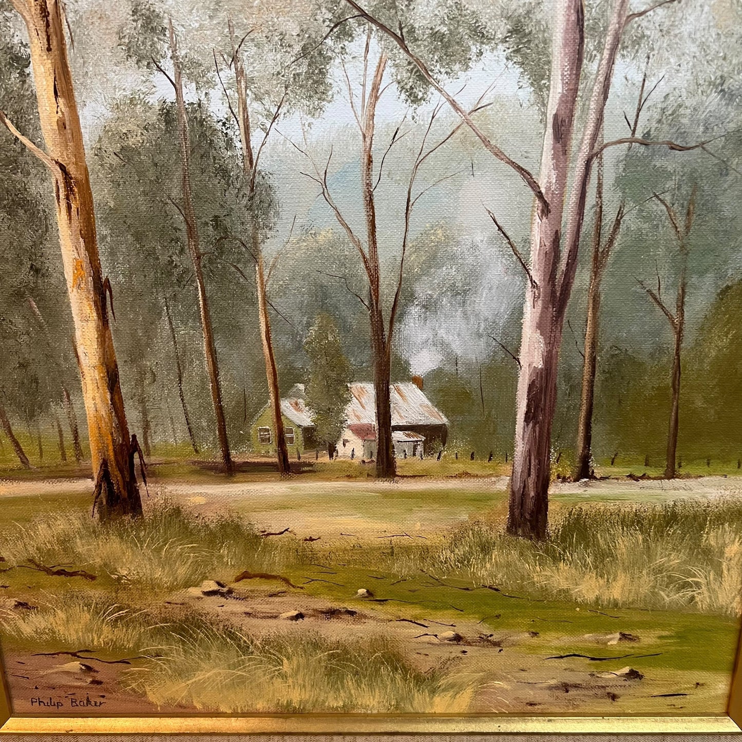 “Away From It All” by Philip Baker – Marysville VIC Painting in Gold Frame