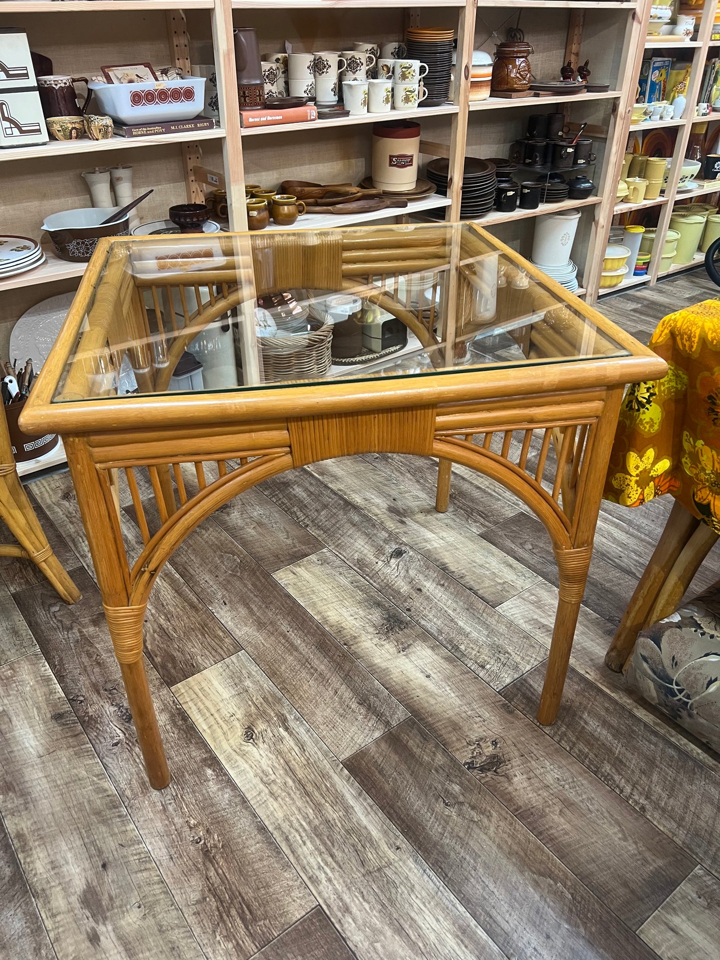 1.Square Cane Dining Table
