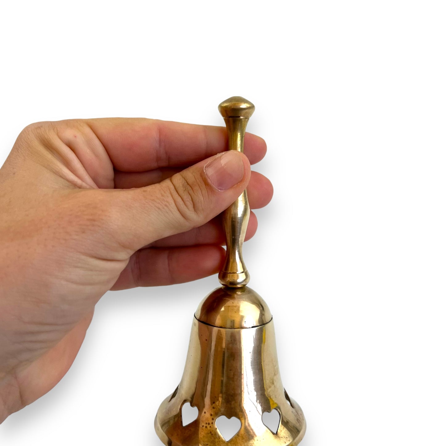 Brass Bell with heart cutouts