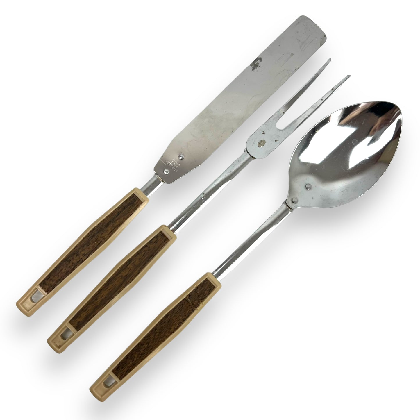 Kitchen Utensils Set x3 Brown Plastic Handles