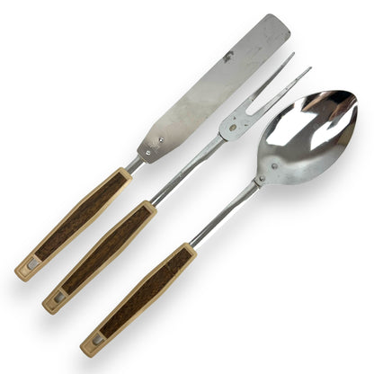 Kitchen Utensils Set x3 Brown Plastic Handles