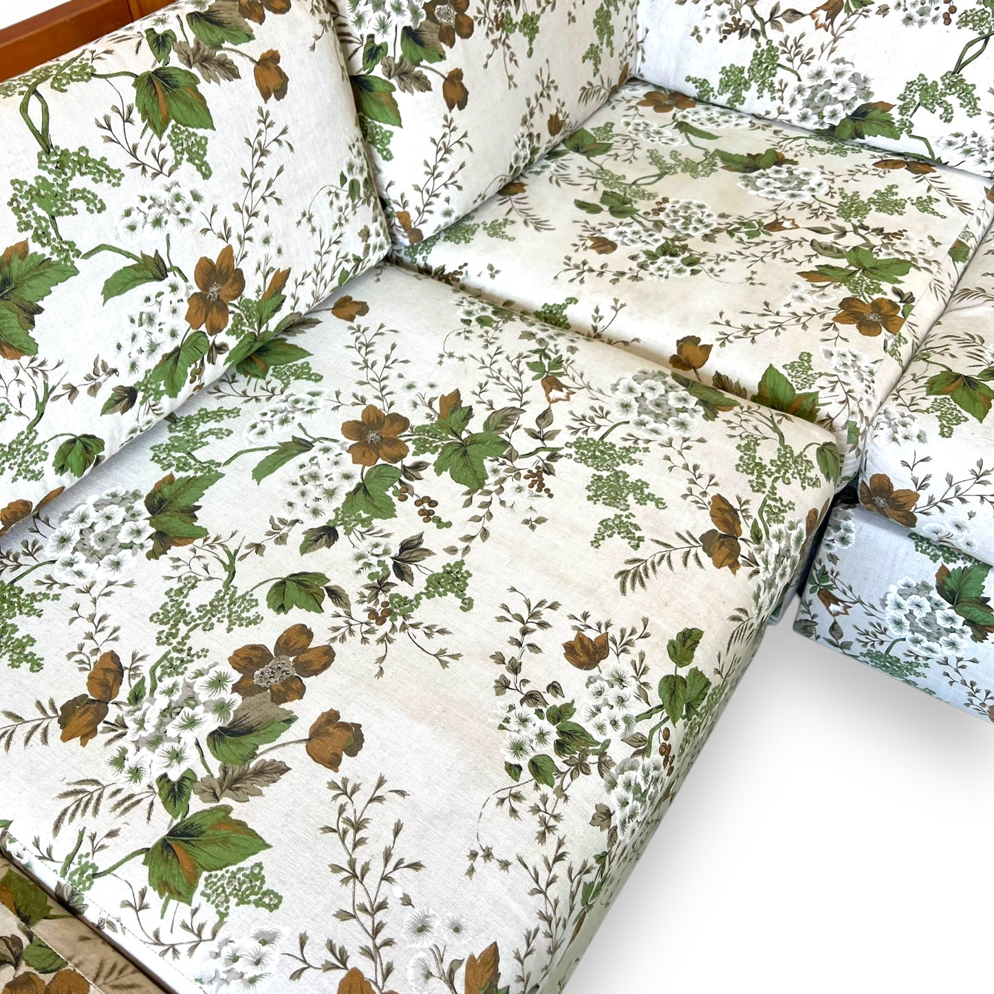 5-Piece Modular Lounge – Pine Wood Frame & Floral Upholstery