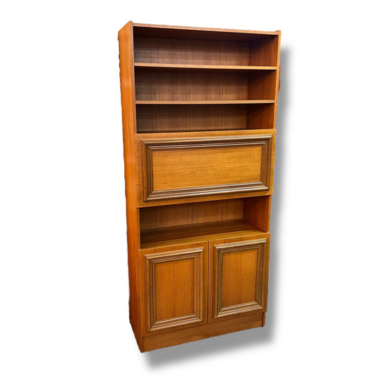 Macrob Pull-Down Bar Cabinet – Mid-Century Teak Drinks & Display Unit
