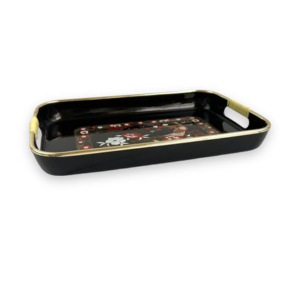 Black and red Peacock Plastic Tray