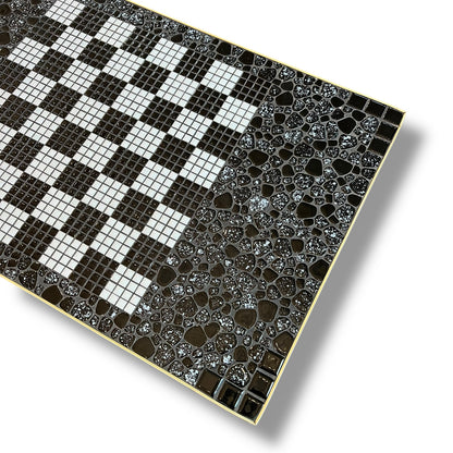 Black & White Mosaic Tile Coffee Table with Tapered Legs
