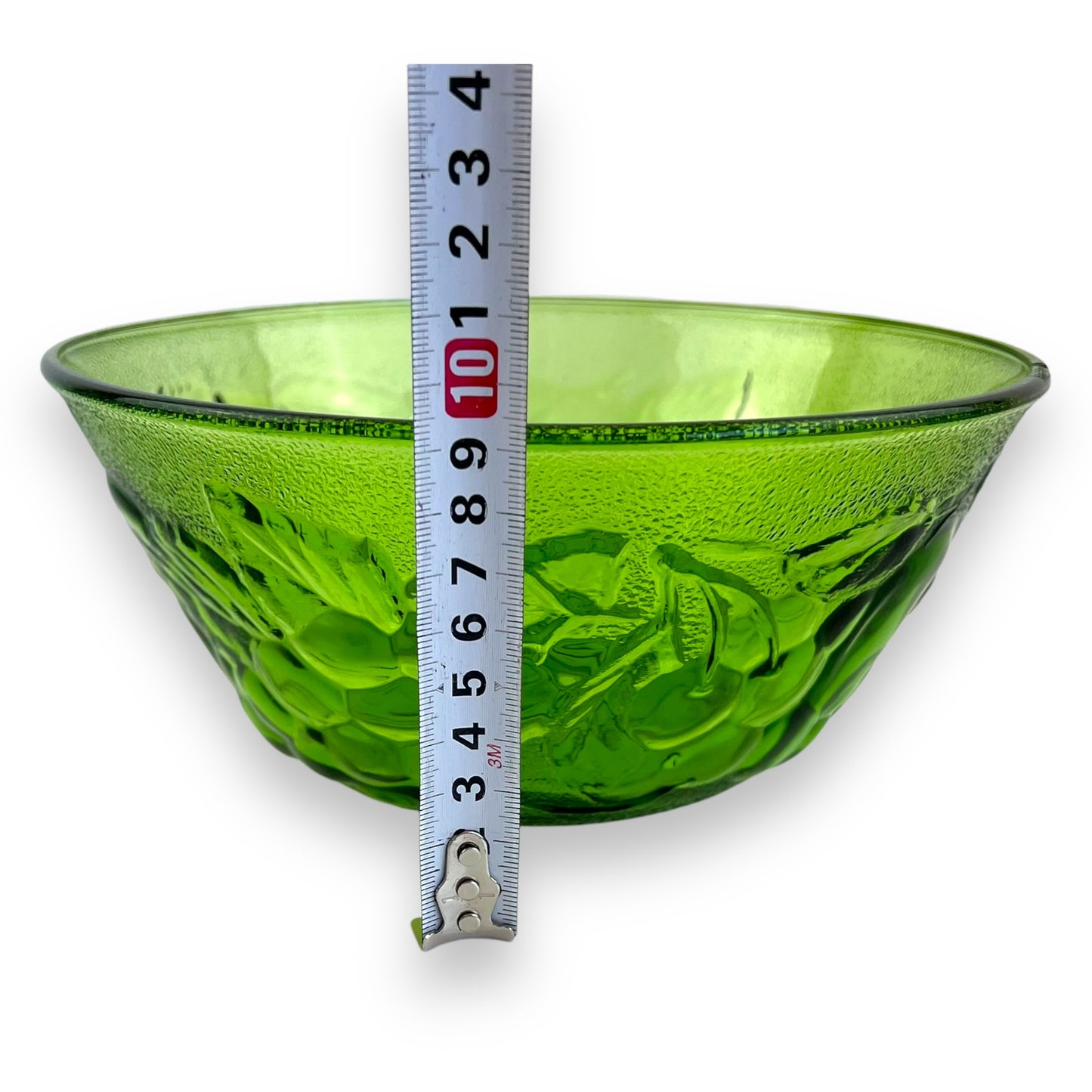Green Glass Fruit Pattern Bowl
