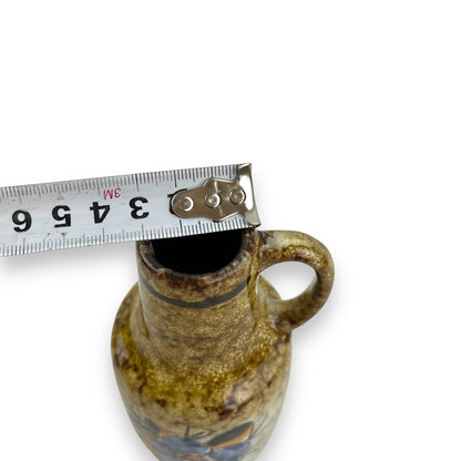 Ceramic vase with blue flower and handle by VEB Haldensleben