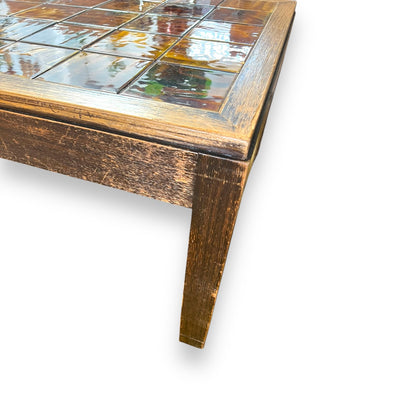 Retro Tile Coffee Table with Warm Brown and Amber Yellow Toned Tiles