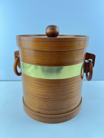 Timber & Brass Mid Century Ice Bucket with Ring Handles