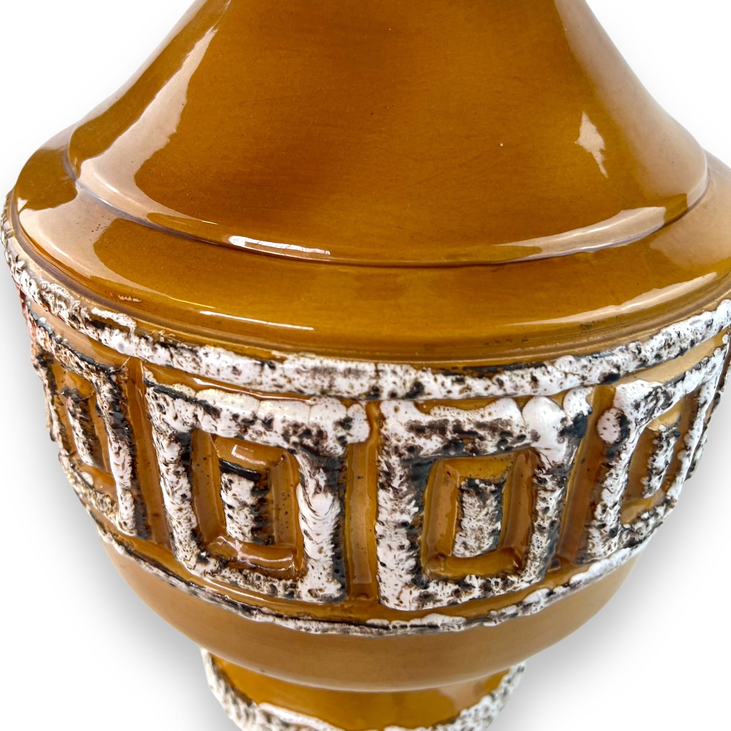 West German Ceramic Lamp with Original Mustard Shade
