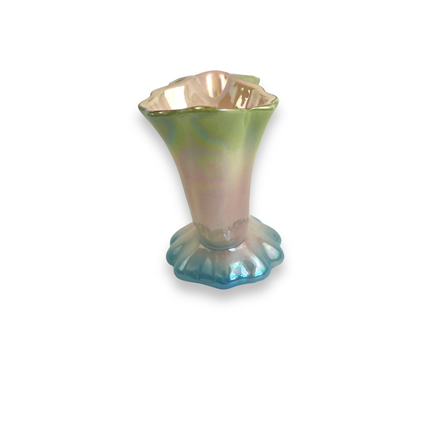 Lustreware Centerpiece Vase, Iridescent Pastel Ceramic