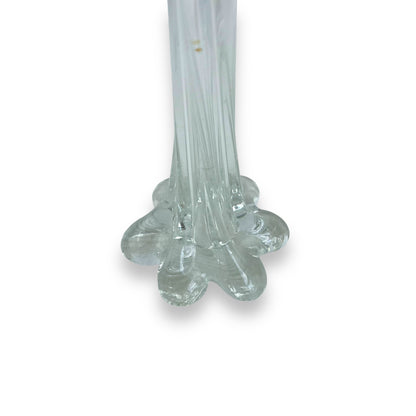 Elephant Foot Bud Vase, Elegant Twisted Ribbed Neck, Vintage Glass