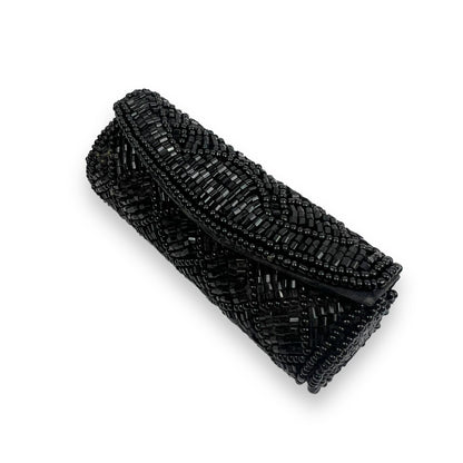 Black beaded lipstick holder case