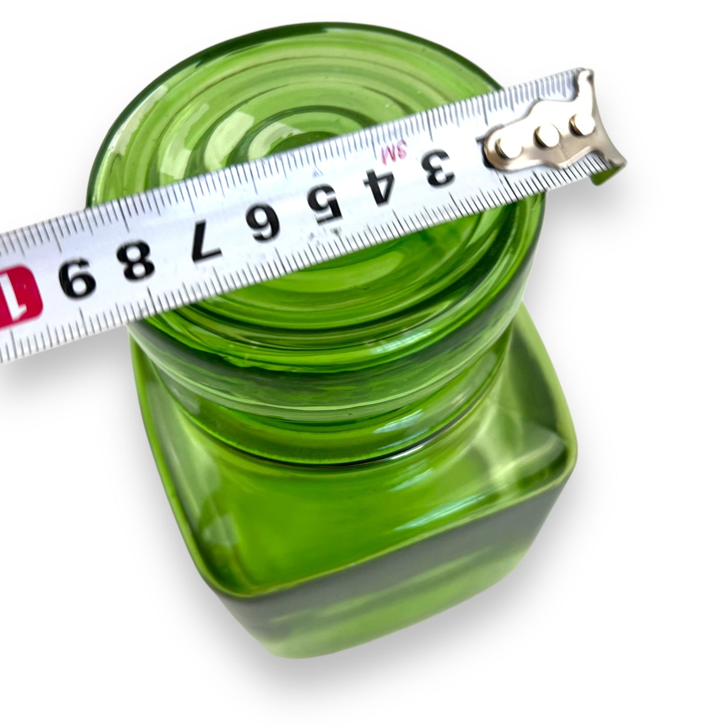 Green glass jar with suction lid