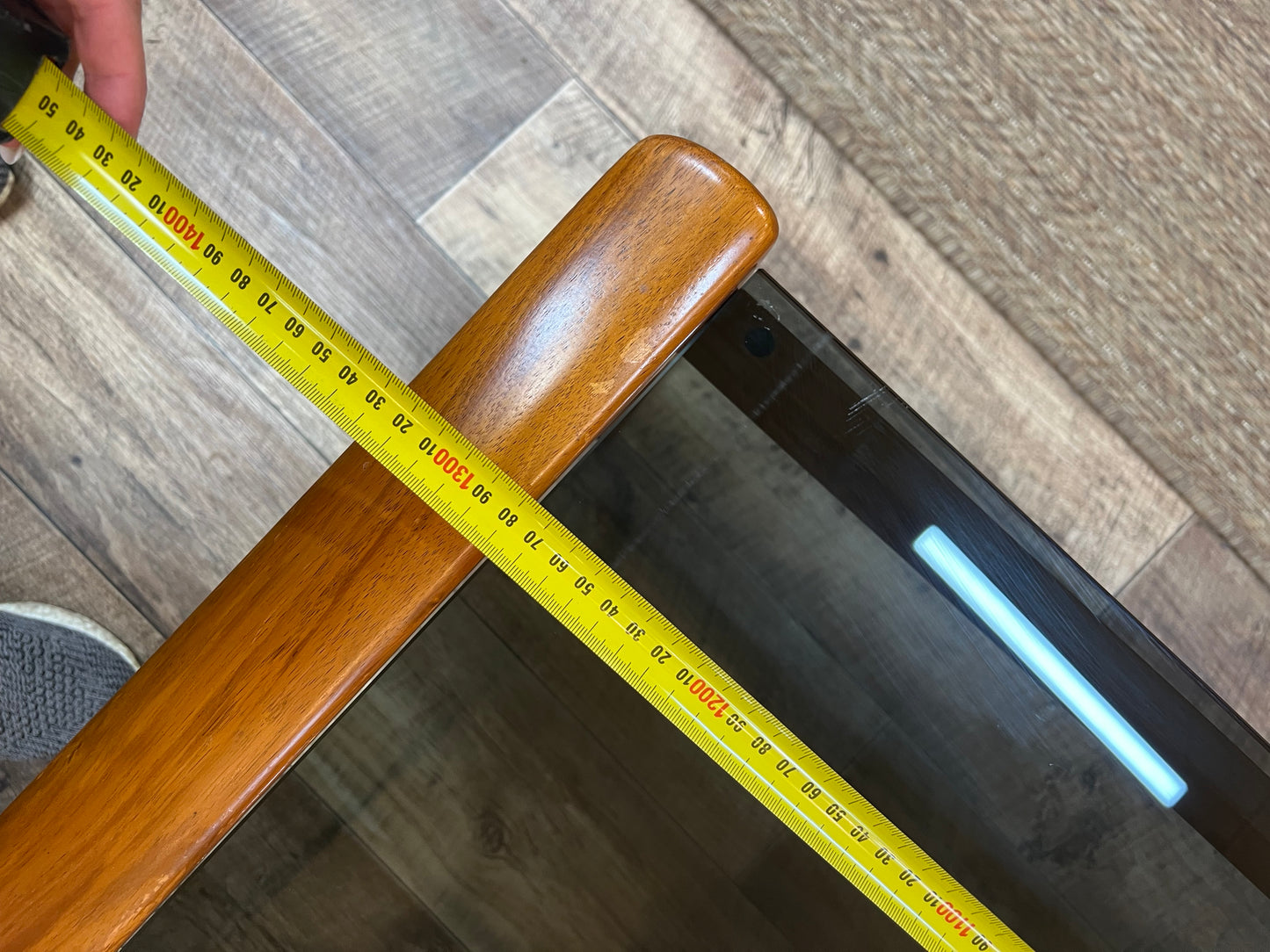 Tessa T21 Coffee Table | Mid Century Smoked Glass & Timber Coffee Table