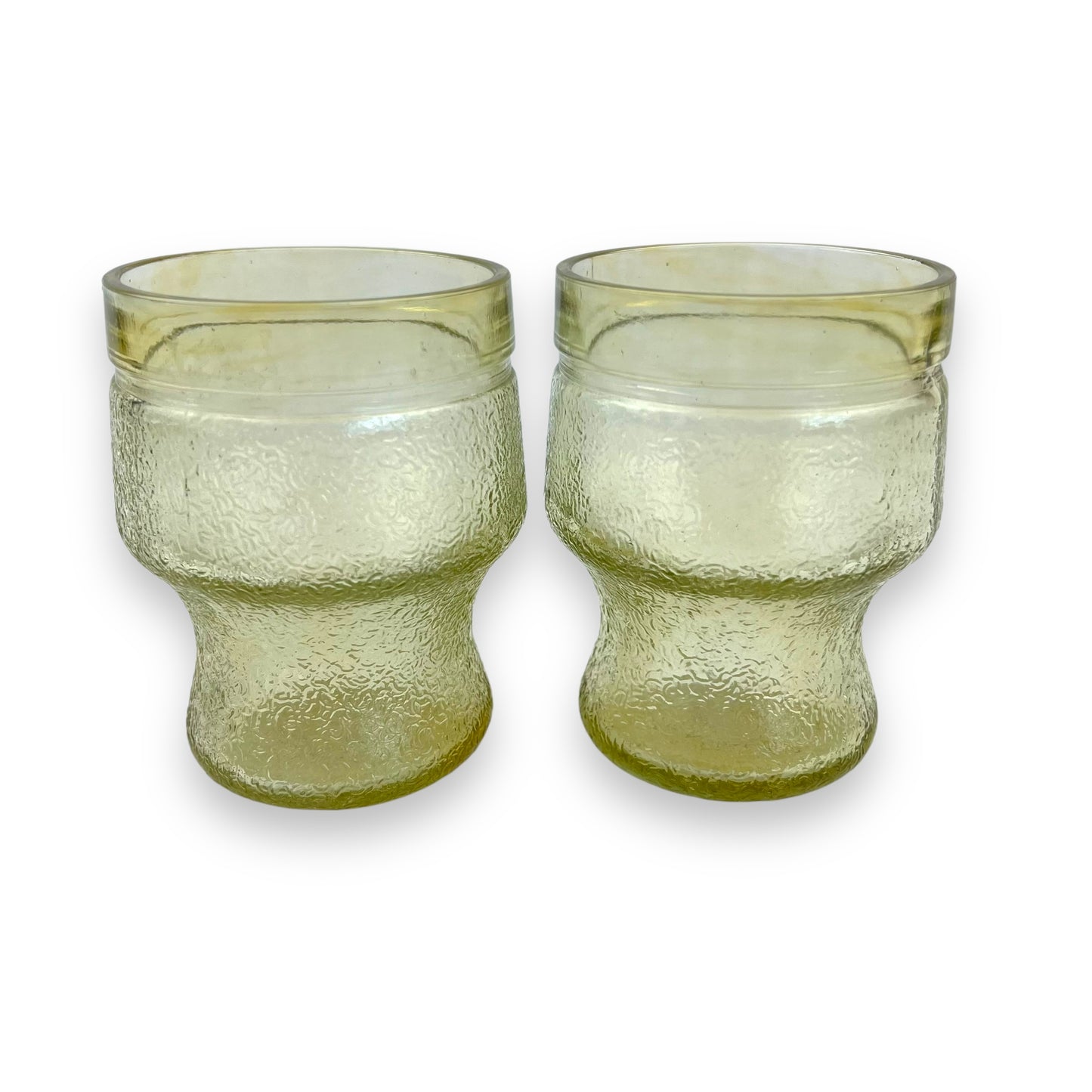 Yellow textured glass set of 2