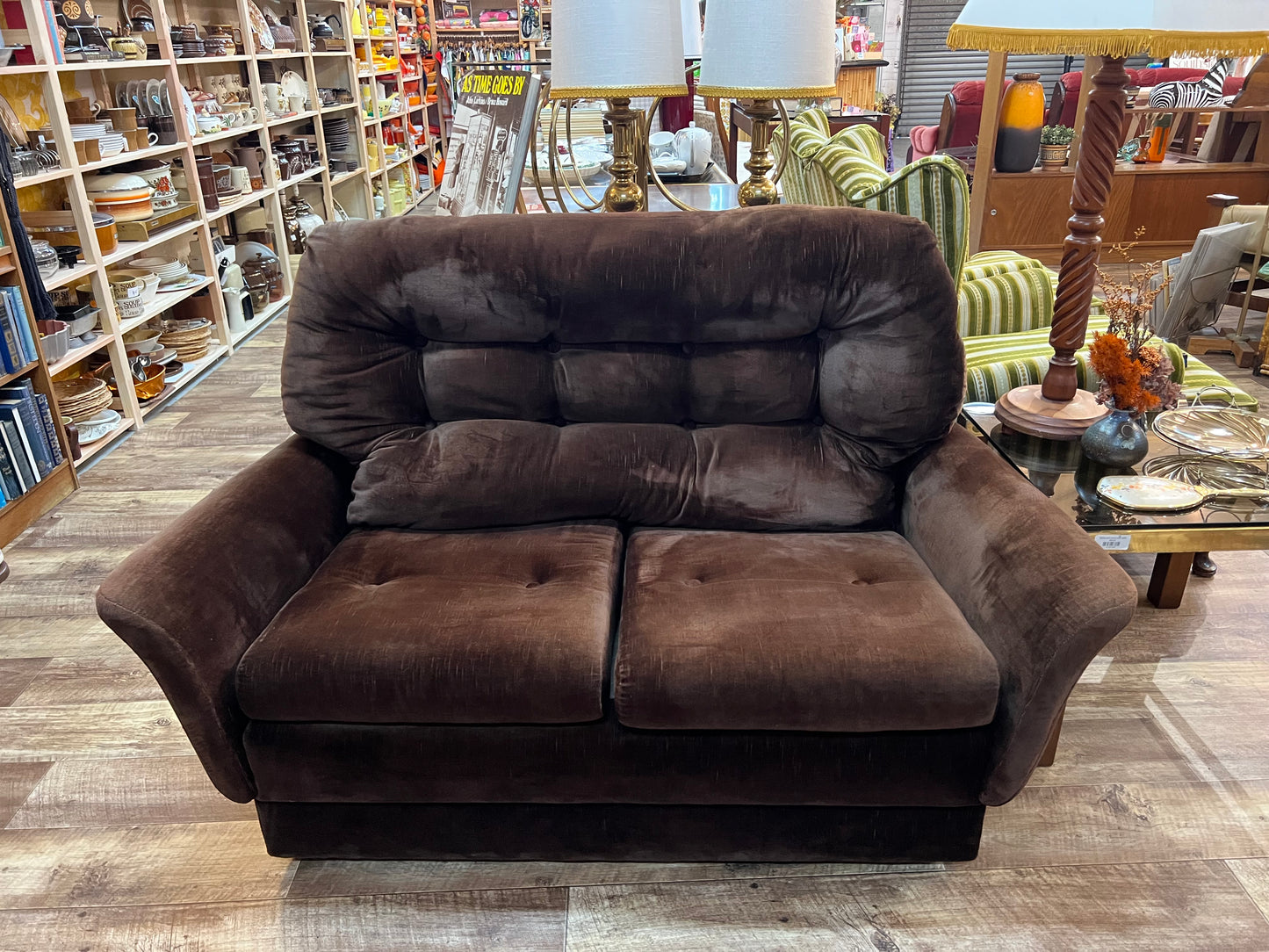 Fler Vintage Brown Velvet 2 Seater Lounge – Made in Australia