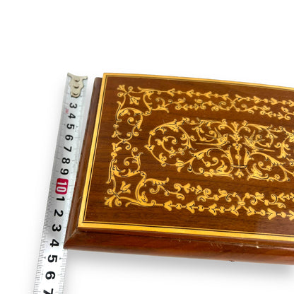 Italian Wood Inlay Jewellery Box with red lining