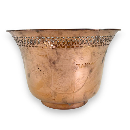 Copper Vase / Plant Pot with Intricate Cutout Design