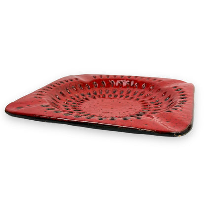 Retro Italian Ceramic Red & Black Ashtray