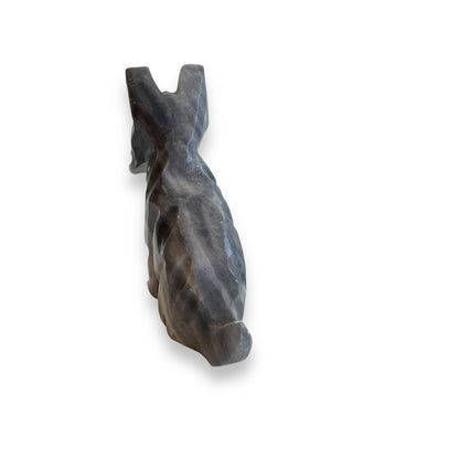 Stone carved dog statue ornament