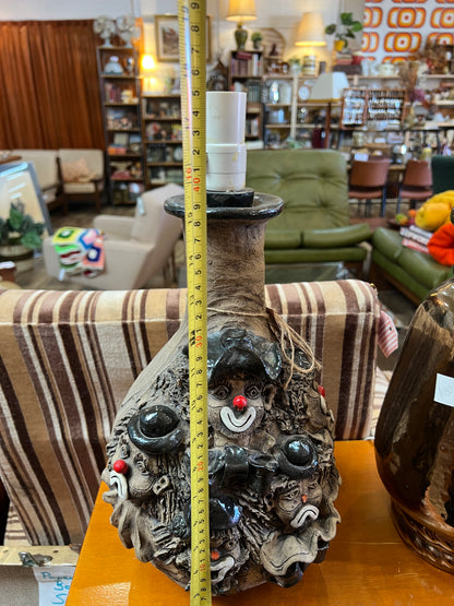 Sculptural Studio Pottery Clown Face Lamp Base