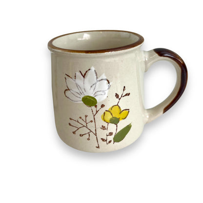 White & Yellow Flower Mug Set of 2