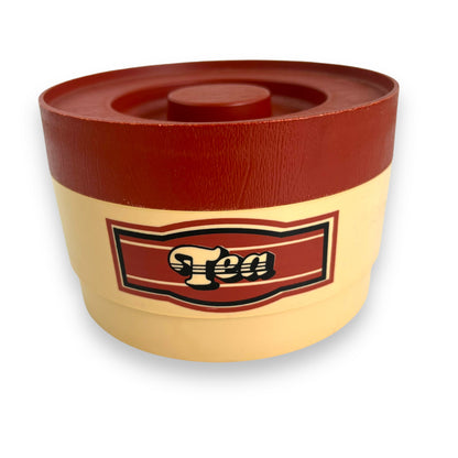 Beige & Maroon “Tea” Plastic Canister by Willow Australia