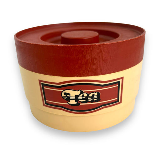 Beige & Maroon “Tea” Plastic Canister by Willow Australia