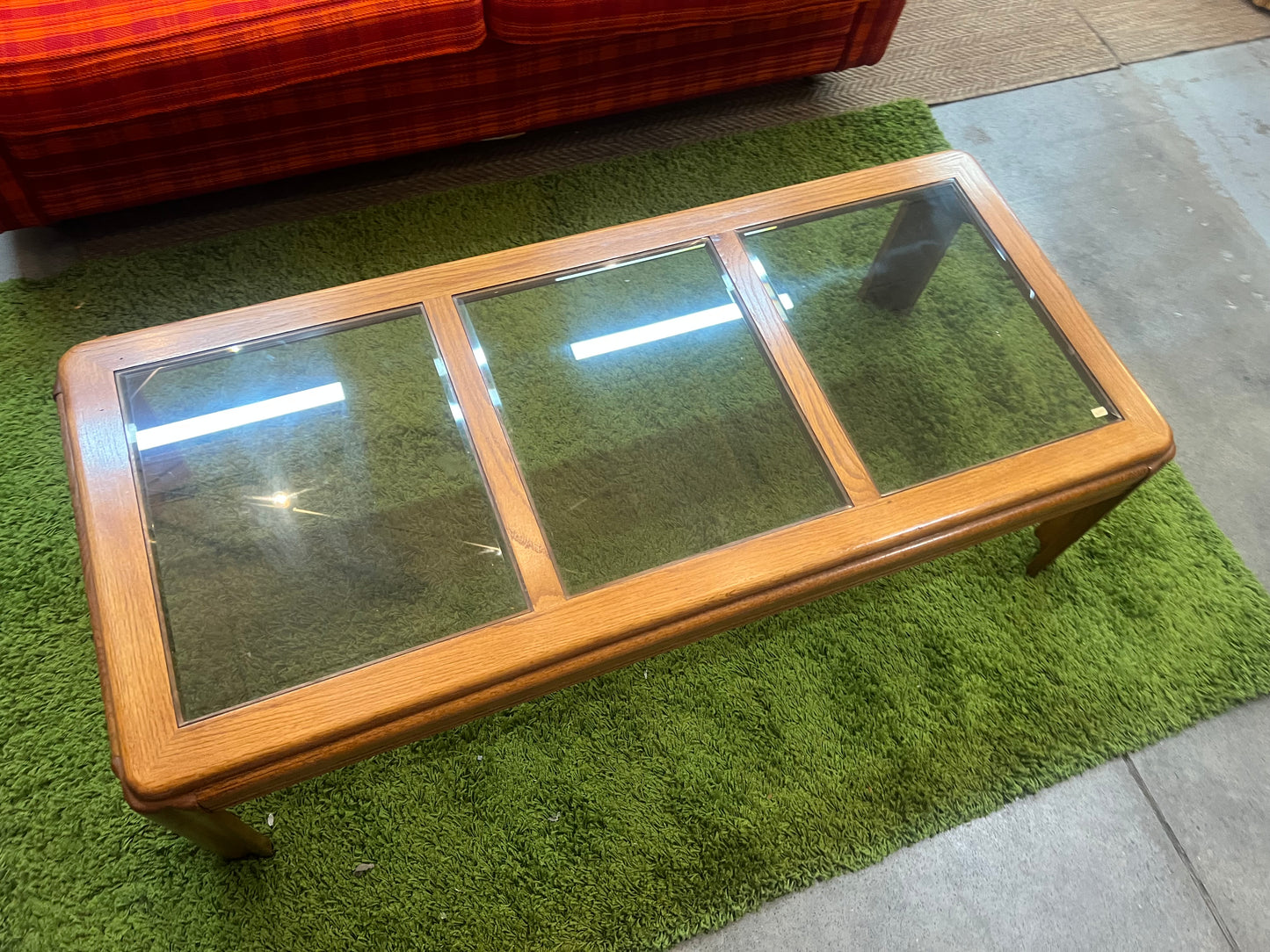 Smoked Glass & Timber Coffee Table