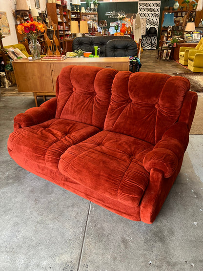 Warm Rustic Red Velvet Two Seater Lounge