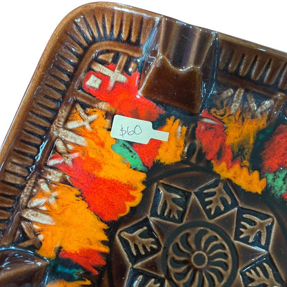 Ceramic Ashtray – Brown with Fire-Glaze Centre