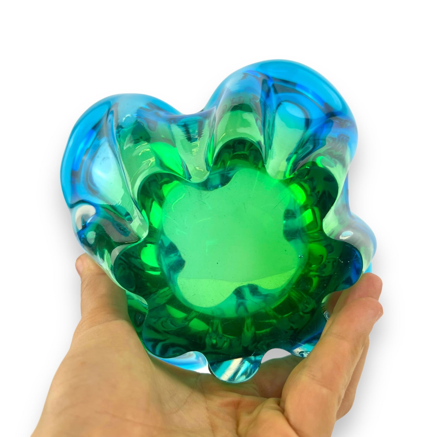 Blue and Green Art Glass Dish
