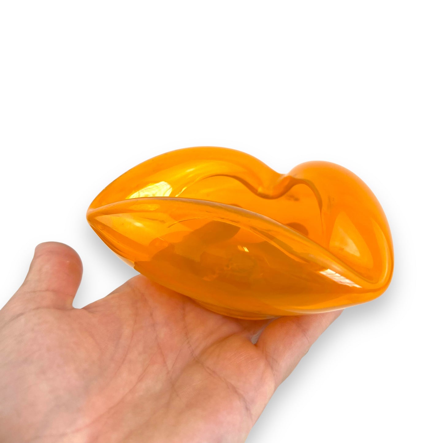 Bright Orange Art Glass Triangular Ashtray