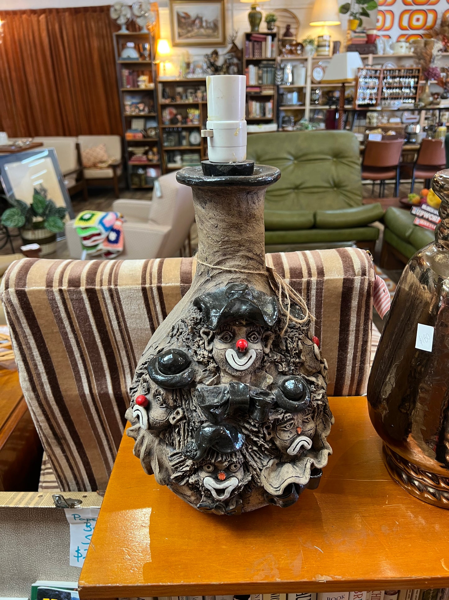 Sculptural Studio Pottery Clown Face Lamp Base