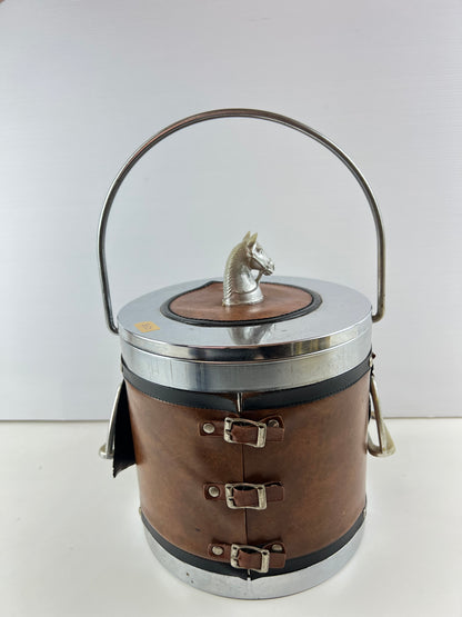 Equestrian Horse Ice Bucket with Stirrup & Horseshoe Details