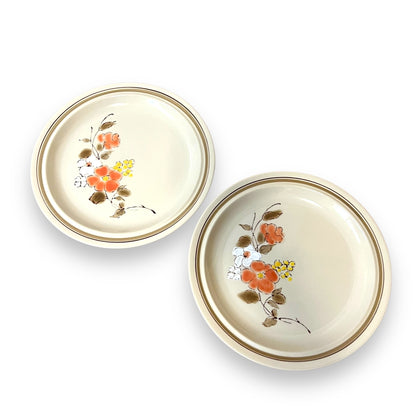 Floral Stoneware Dinner Plate Set of 2 - Hand-Painted Bouquet Design - Made in Korea