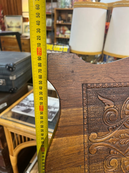 Adjustable Carved Timber Music Stand with Brass & Timber Base