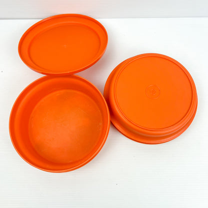 Orange Tupperware round food storage container set of 2- Made in Australia