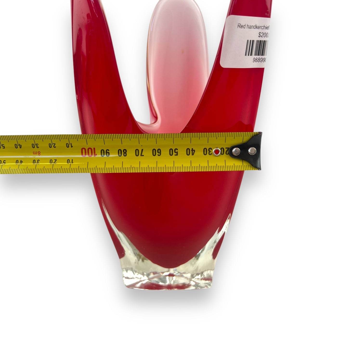 Red handkerchief Art Glass vase
