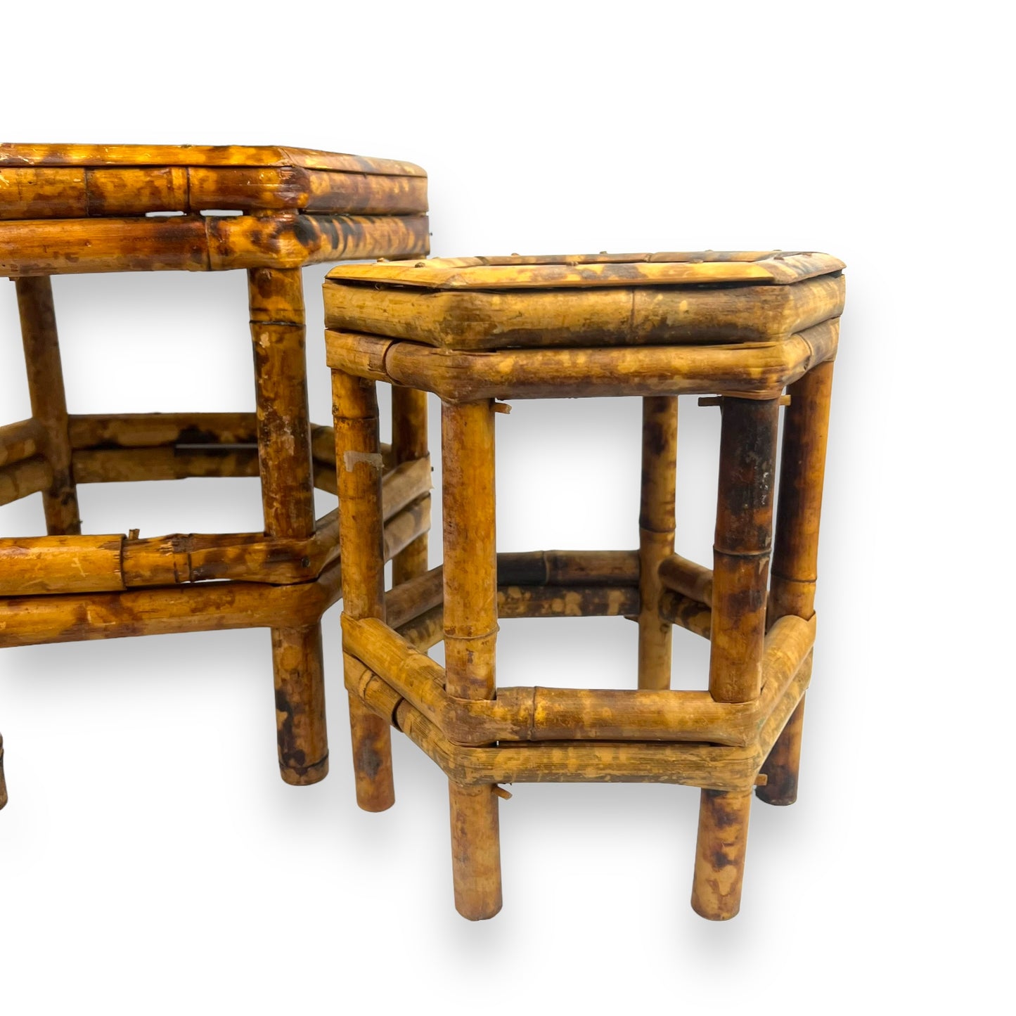 Hexagon Plant Stand Set x3 Tortoiseshell Cane