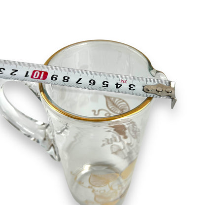Clear Glass Pitcher Jug with Gold Love heart leaf decal