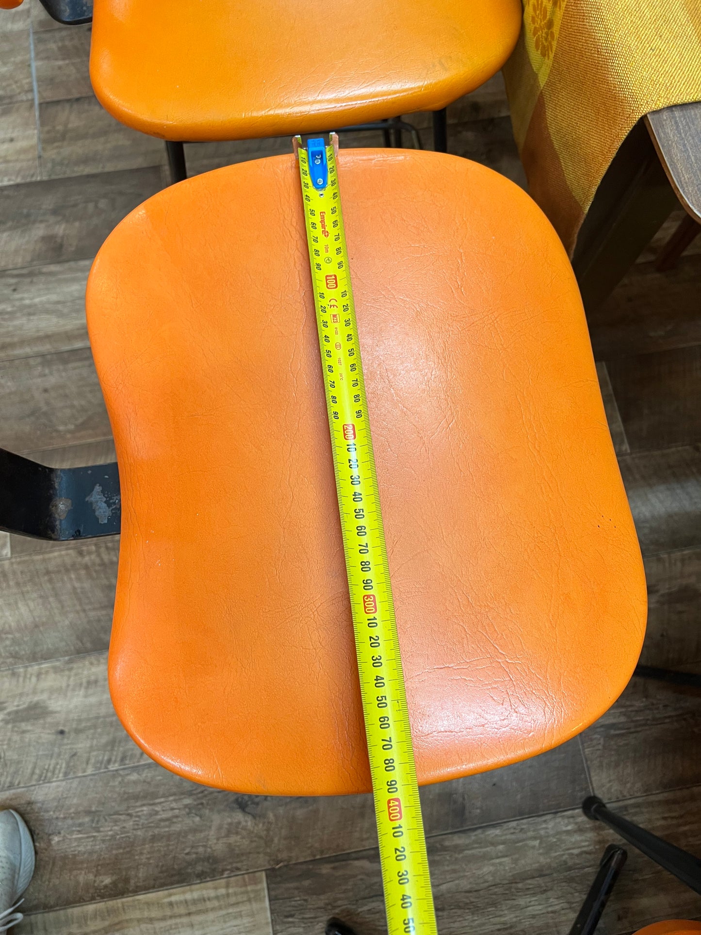 Orange Vinyl Bar Stools – Set of 3