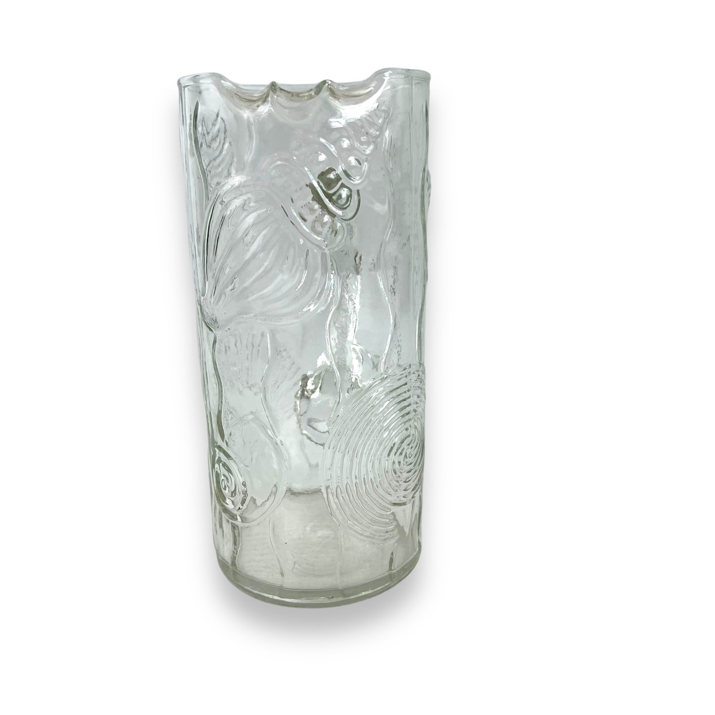 Clear glass seashell embossed pitcher jug