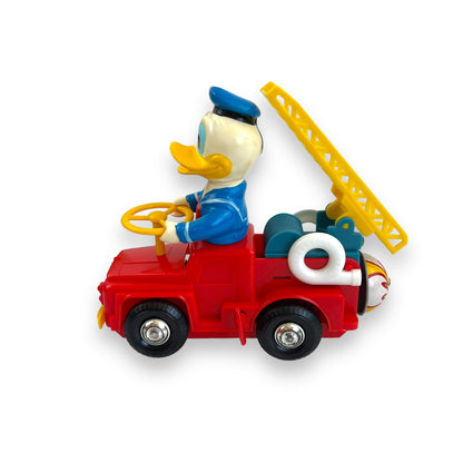 Disney Wind-Up Donald Duck Fire Engine Toy - Original Box - Collectible Japan Toy