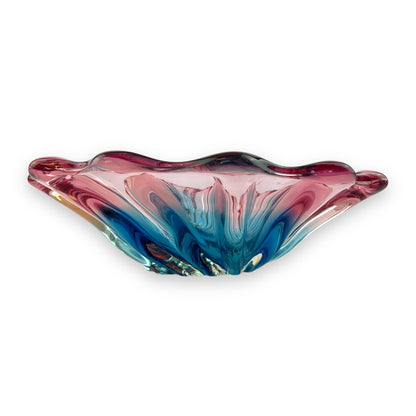 Pink & Blue Art Glass Large Dish