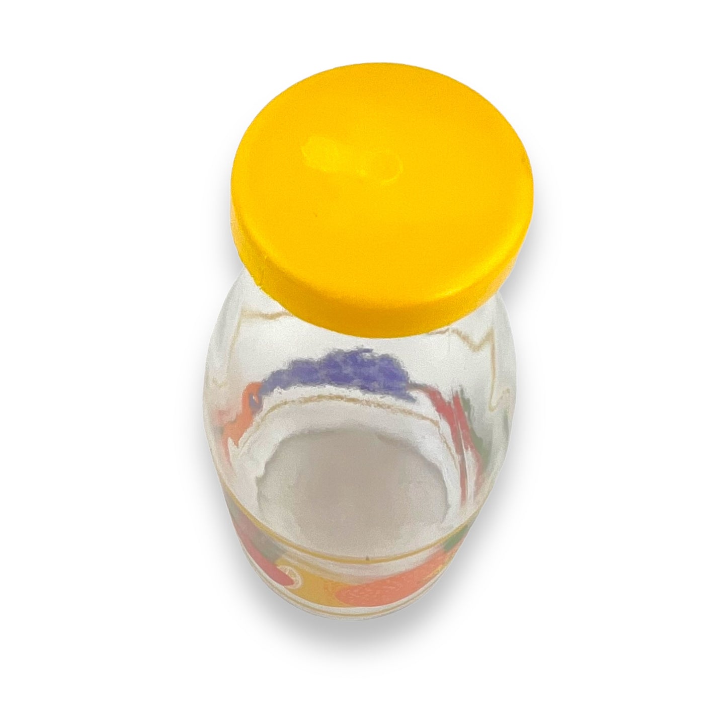 Glass Fruit bottle yellow lid