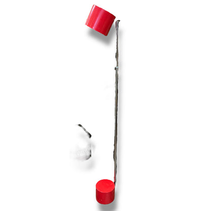 Red Floor Lamp – Adjustable Chrome Stand with Cylinder Base & Shade
