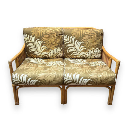 Cane Two Seater Lounge Palm Pattern Upholstery